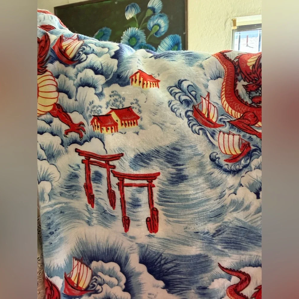 Pineapple Connection Dragon Hawaiian Shirt Blue Red Aloha Button Up